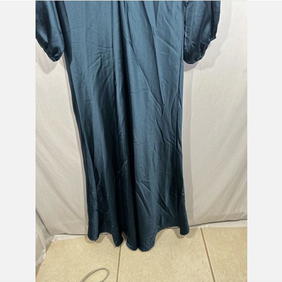 NWT IEENA Mac Duggal [ 10 ] Satin Long Blouson Sleeve Gown Sapphire Blue‎ #Q477 - Picture 16 of 16